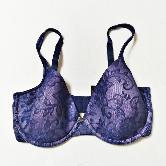 Natori Lightly Lined Purple Floral Lace Bra with Underwire - Picture 1 of 9